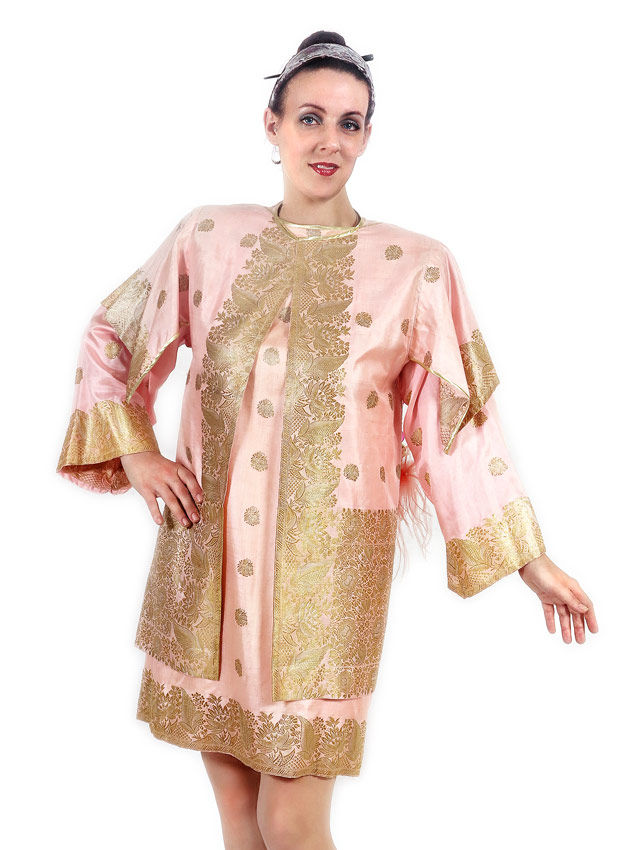 DESIGNER PINK SILK DRESS: With a Indian