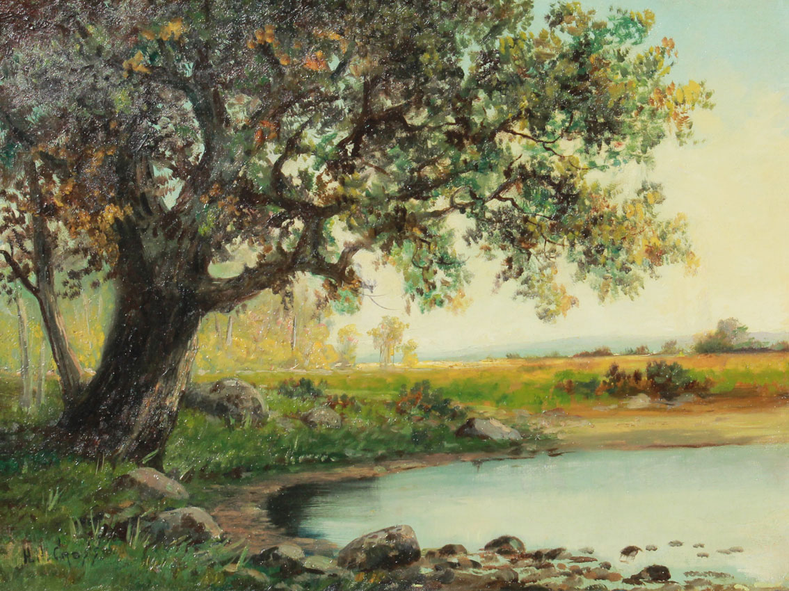 LANDSCAPE PAINTING SIGNED H.H CROSS: