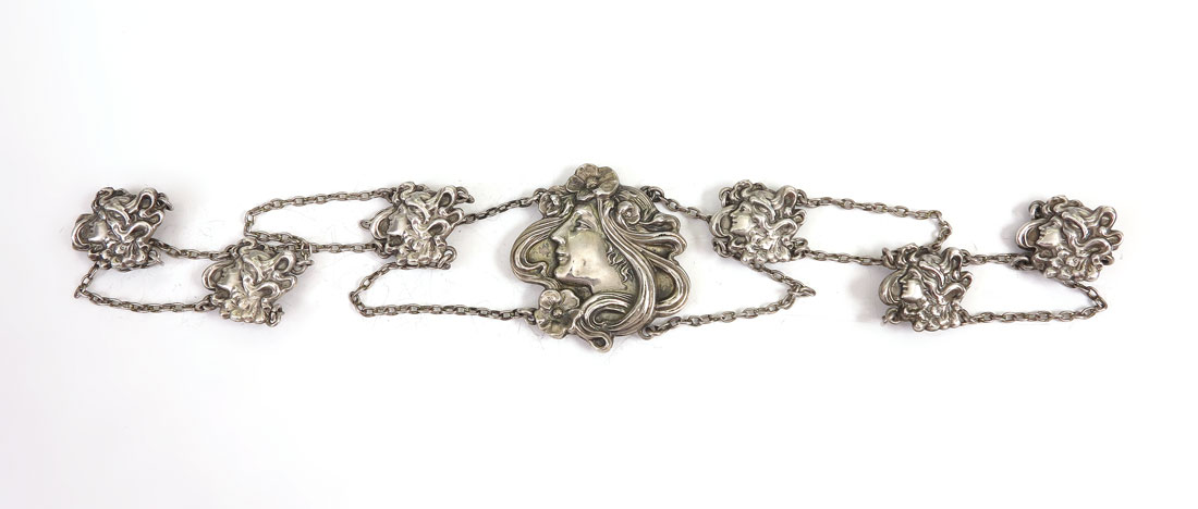 ART NOUVEAU STERLING FIGURAL MEDALLION