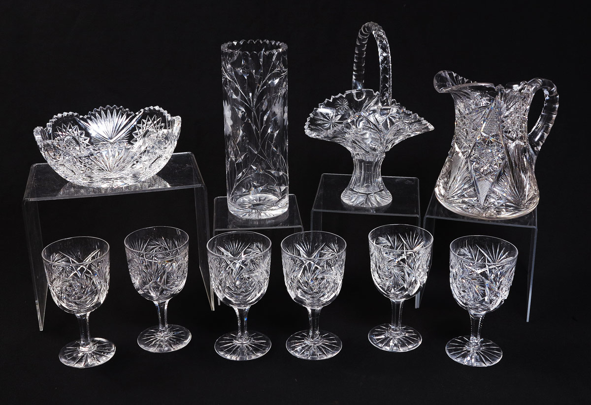 10 PIECE CUT GLASS COLLECTION: An assembled