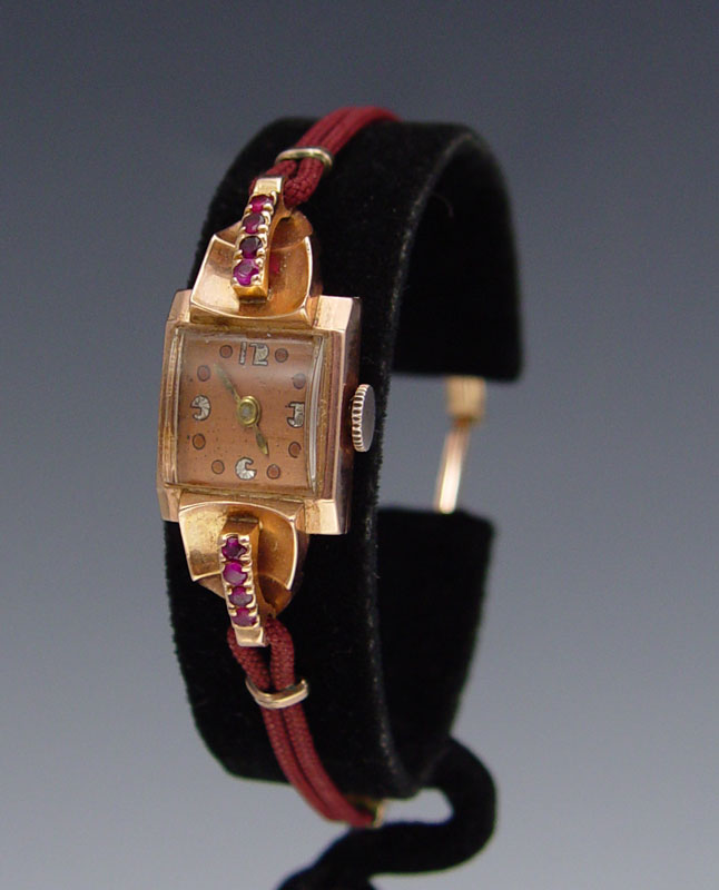 LADIES 14K ROSE GOLD ART DECO WATCH