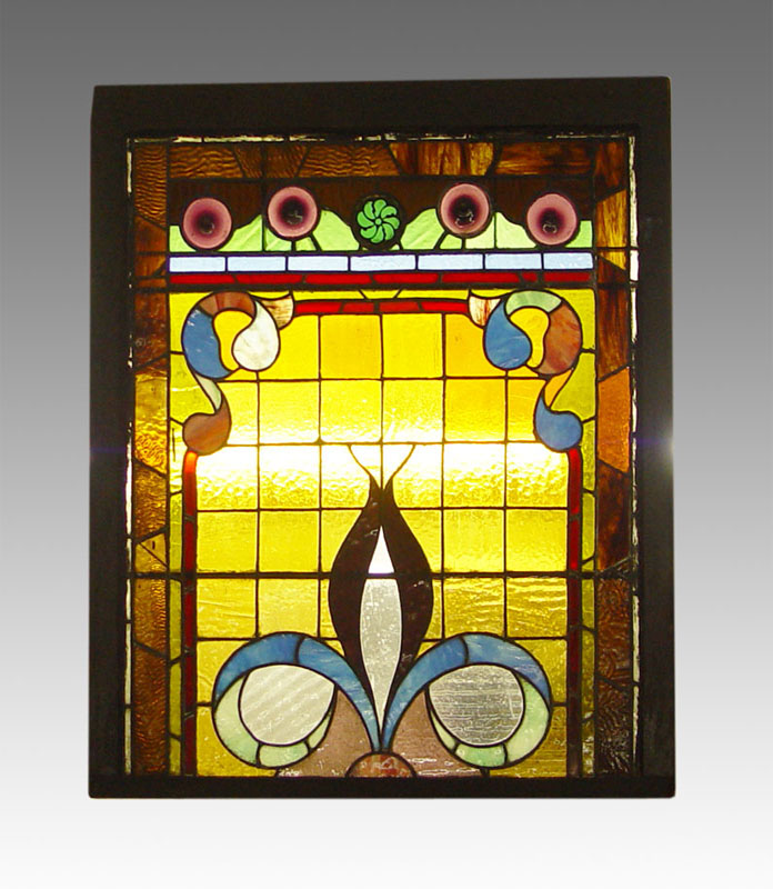 VINTAGE STAINED GLASS WINDOW: A multitude