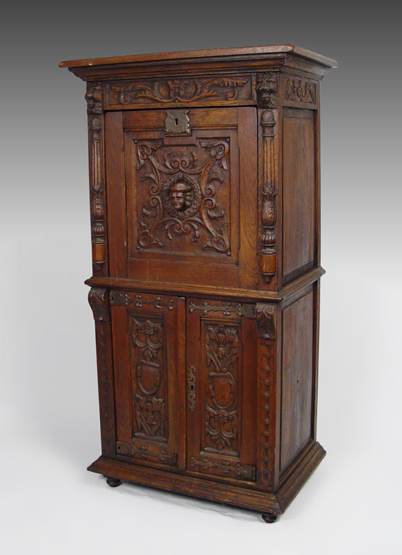 LATE 19TH C GERMAN CARVED SECRETARY 14858a