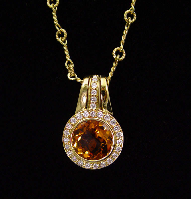 18K CITRINE DIAMOND PENDANT  148593