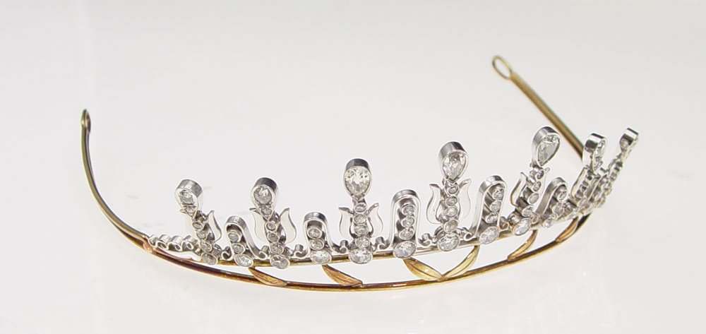 GOLD AND DIAMOND TIARA 14K yellow 1485a1