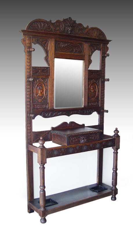 VICTORIAN HALL TREE WITH MIRROR  1485a7