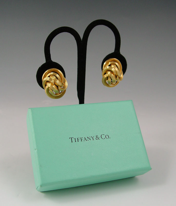 18K TIFFANY CO KNOT EARRINGS  1485b6