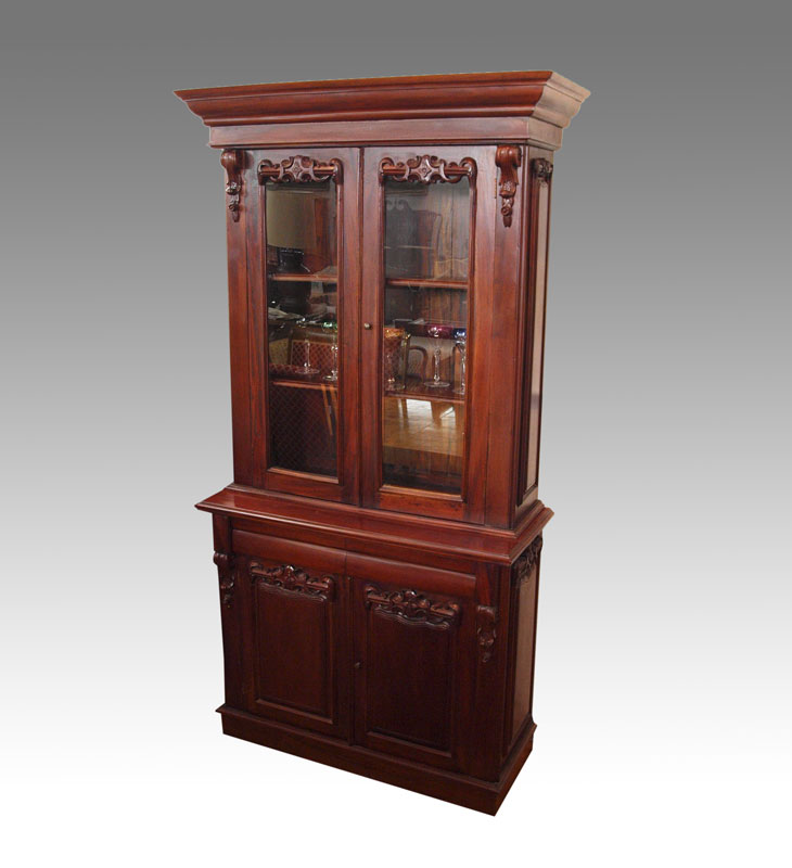 MAHOGANY 2 PART CHINA CABINET BOOKCASE  1485ce