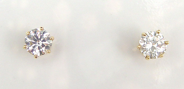 1 CTW DIAMOND STUD EARRINGS: Round