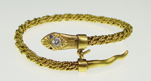 GOLD & DIAMOND SNAKE BRACELET: