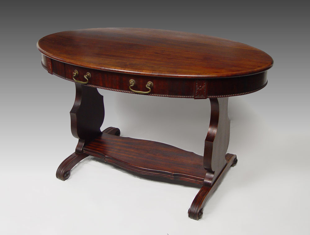 OVAL MAHOGANY LIBRARY TABLE Double 148603