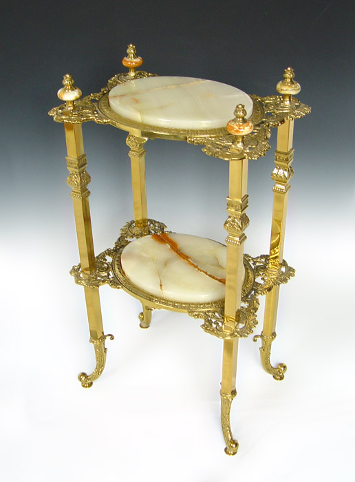 BRASS MARBLE TWO TIER STAND  14861e