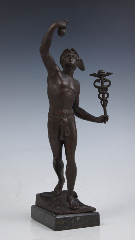 MERCURY BRONZE SCULPTURE WITH BAG