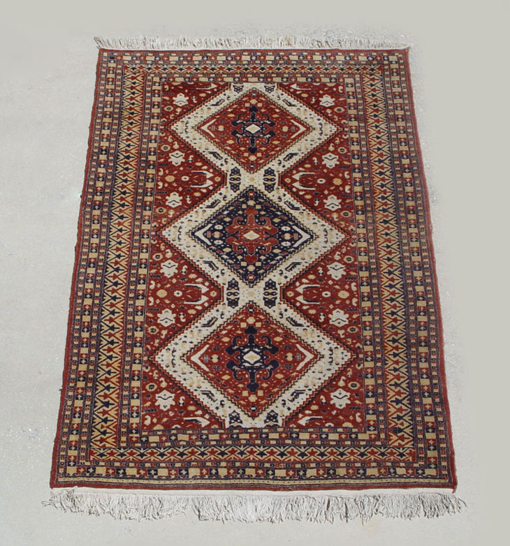 HAND TIED RED & BLUE PERSIAN RUG: