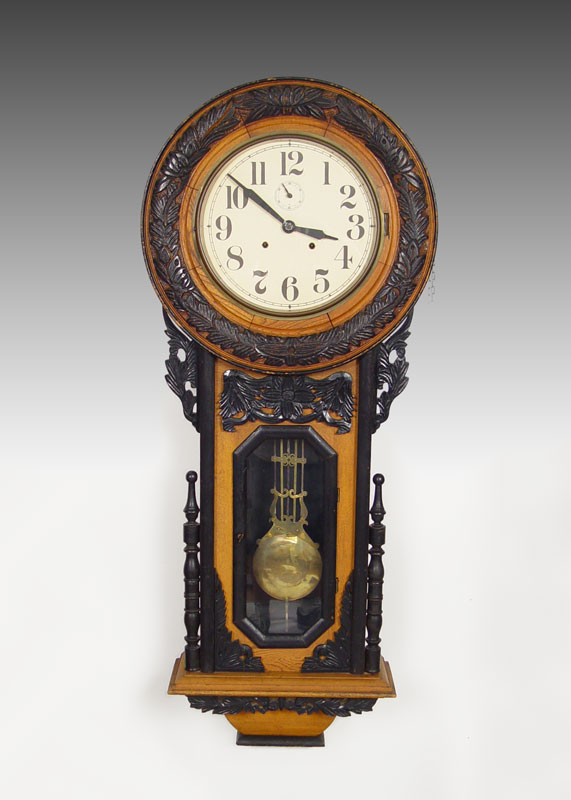 LARGE CARVED EUROPEAN WALL CLOCK  14864b
