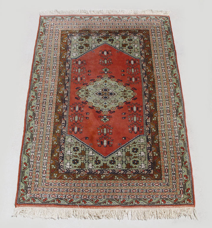 HAND TIED ORIENTAL RUG Green floral 14865f