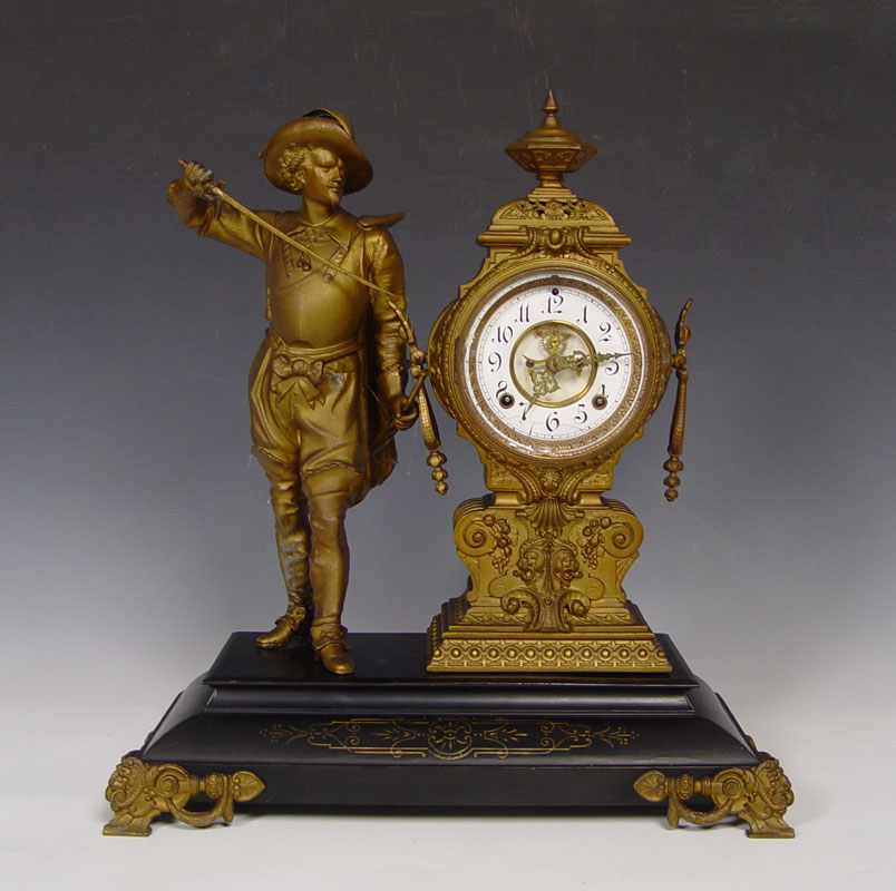 ANSONIA FIGURAL CAVALIER CLOCK: