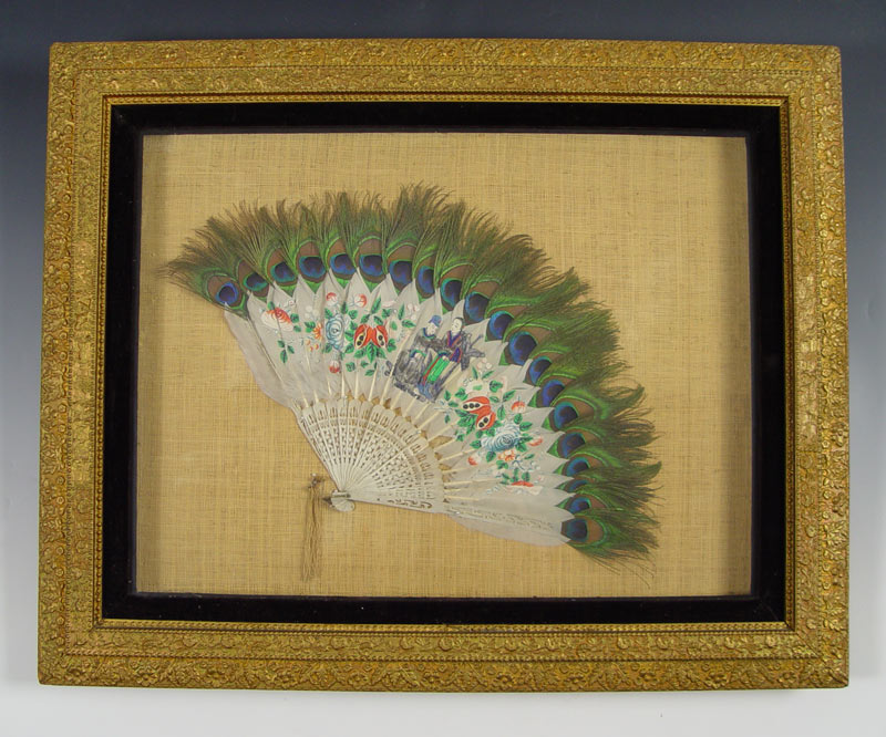 PEACOCK FEATHER AND IVORY FAN IN 1486c4