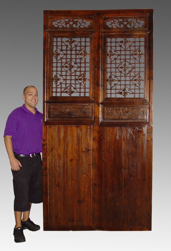 CHINESE CARVED WOOD TEMPLE DOOR: