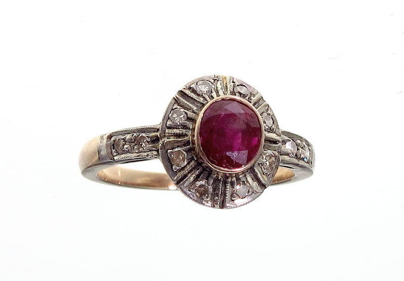 ANTIQUE STYLE RUBY AND DIAMOND