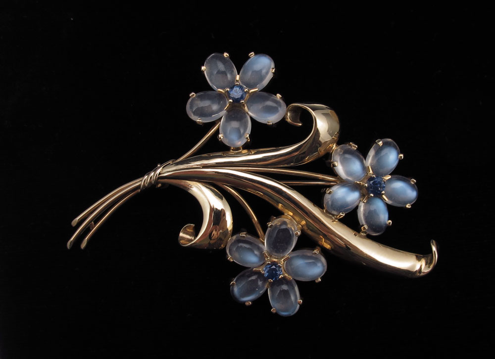 14K RETRO DECO MOONSTONE BOUQUET