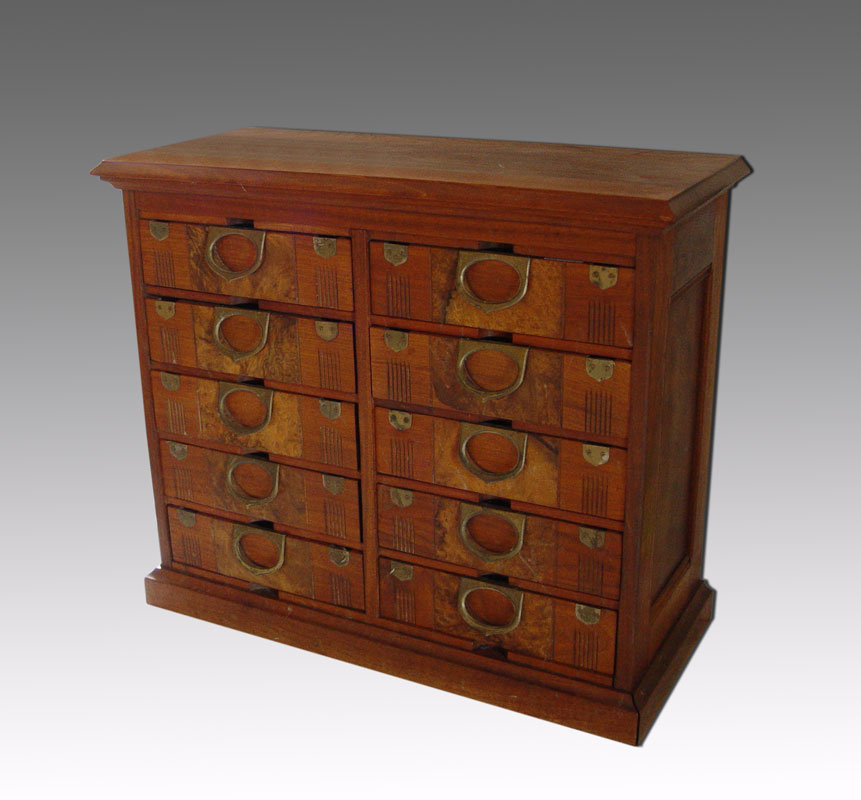 A WALNUT VICTORIAN 10 DRAWER FILE 1487d7