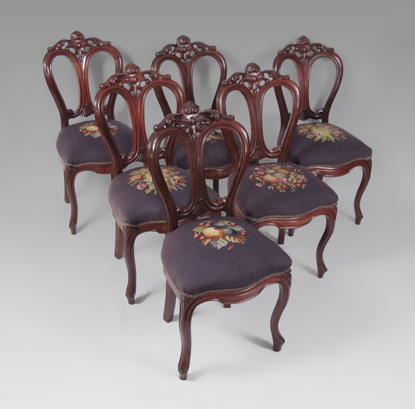 SET OF 6 VICTORIAN CARVED WALNUT 1487e8