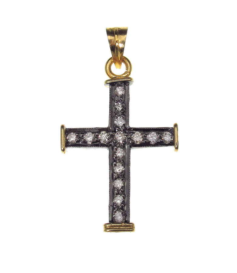 14K DIAMOND CROSS PENDANT: 14K