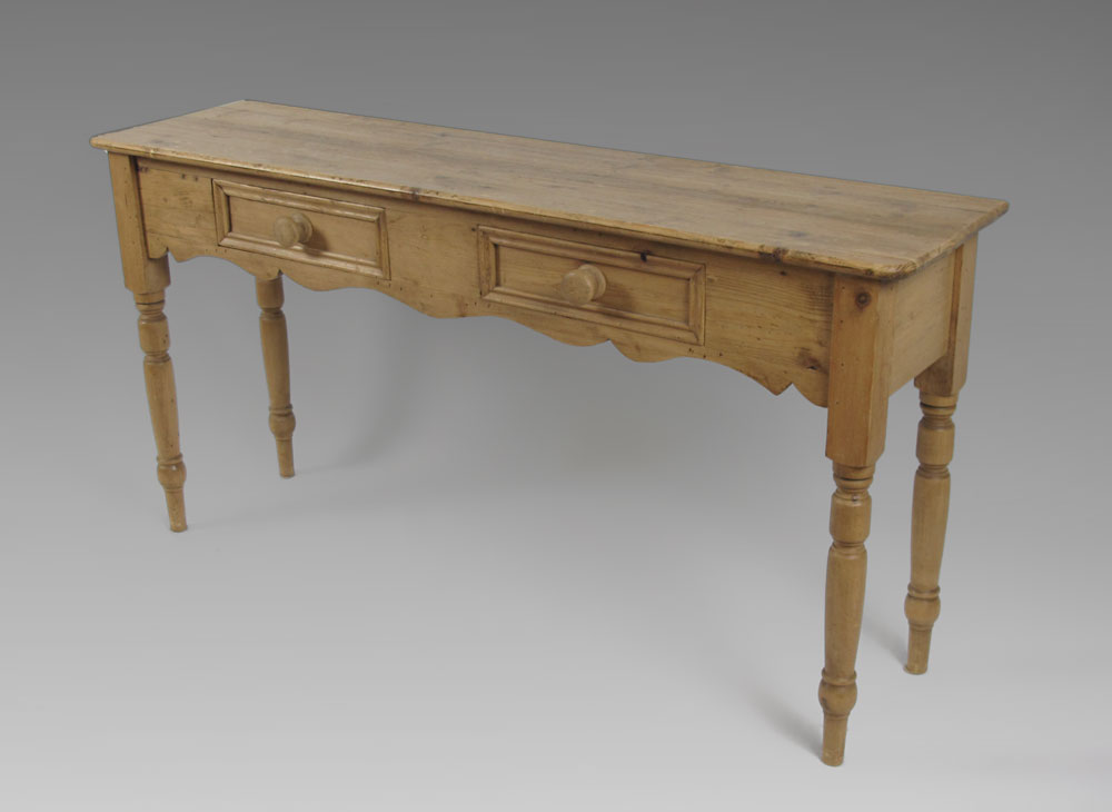 COUNTRY PINE TWO DRAWER HALL TABLE: