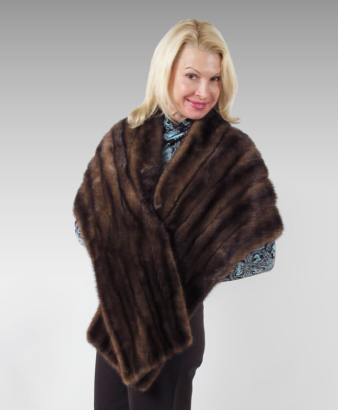 MINK STOLE OR WRAP: With rolled collar.