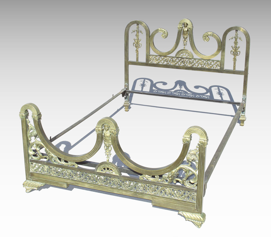 ARGENTINEAN ART DECO BRASS BED: Headboard