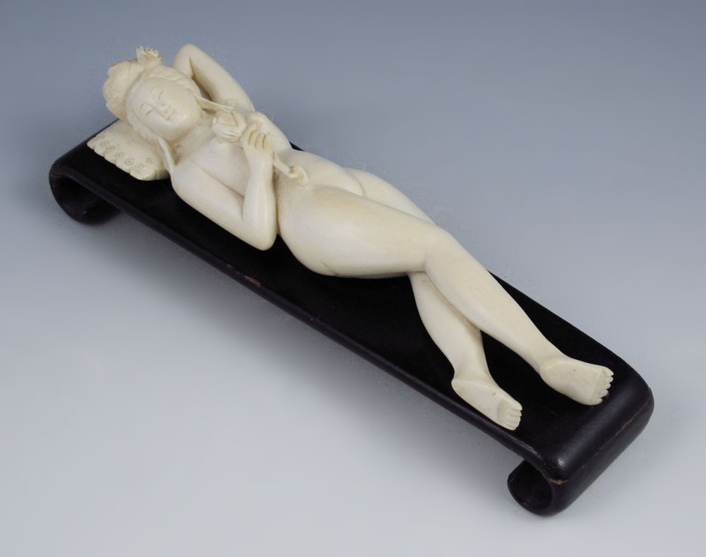 CARVED IVORY DOCTOR'S LADY: Reclining