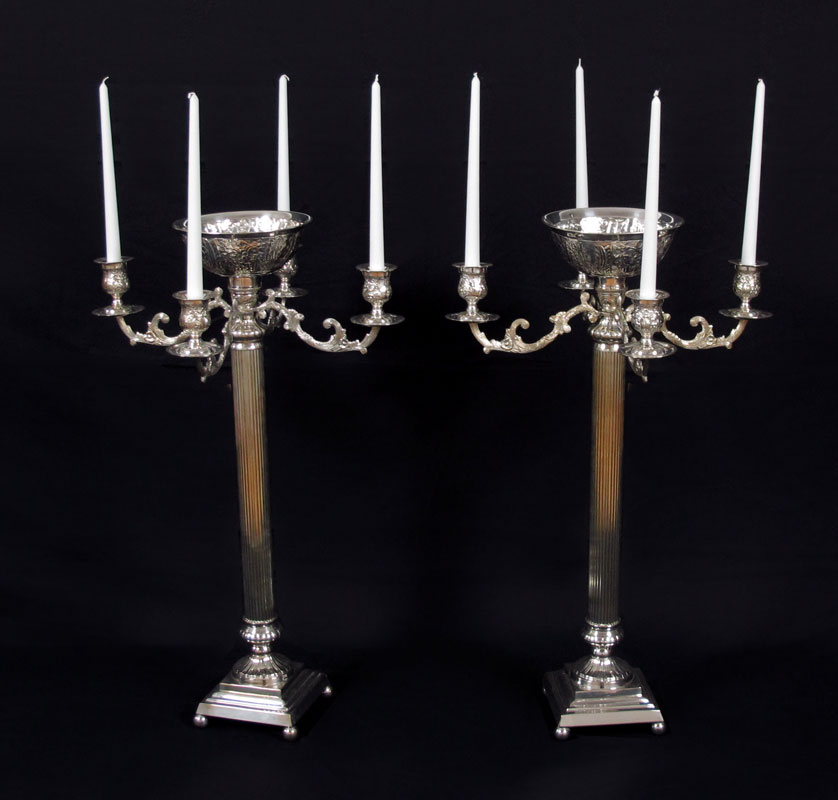 PAIR OF PALATIAL SILVERPLATE CANDELABRA  1489b6