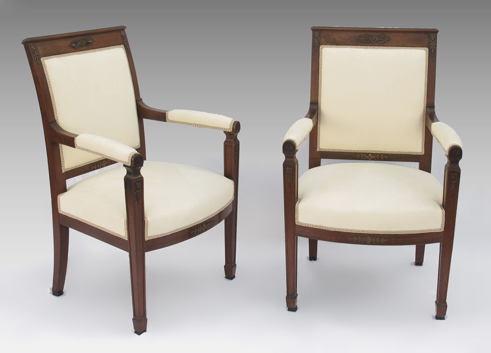 PAIR OF FRENCH DIRECTOIRE ARM CHAIRS: