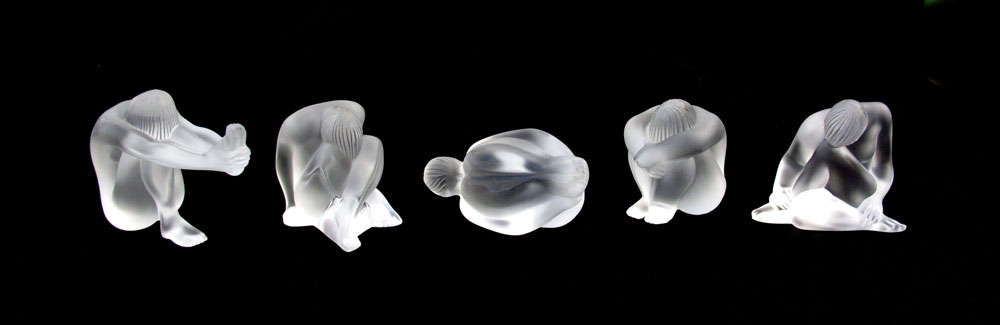 5 LALIQUE FRENCH CRYSTAL NUDE FIGURES  1489ed