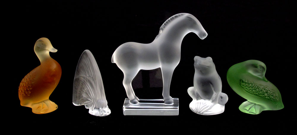 5 LALIQUE FRENCH CRYSTAL ANIMAL 1489ee