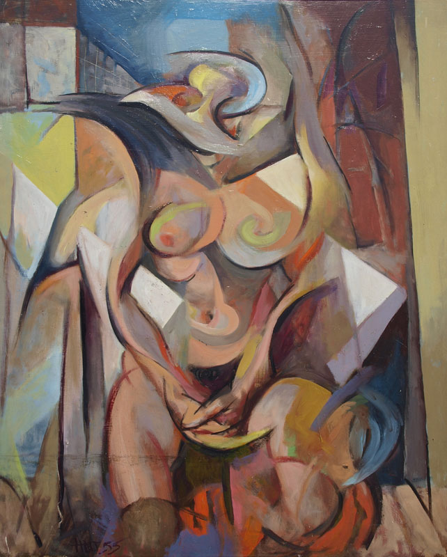 LARGE ABSTRACT/CUBIST FEMALE NUDE