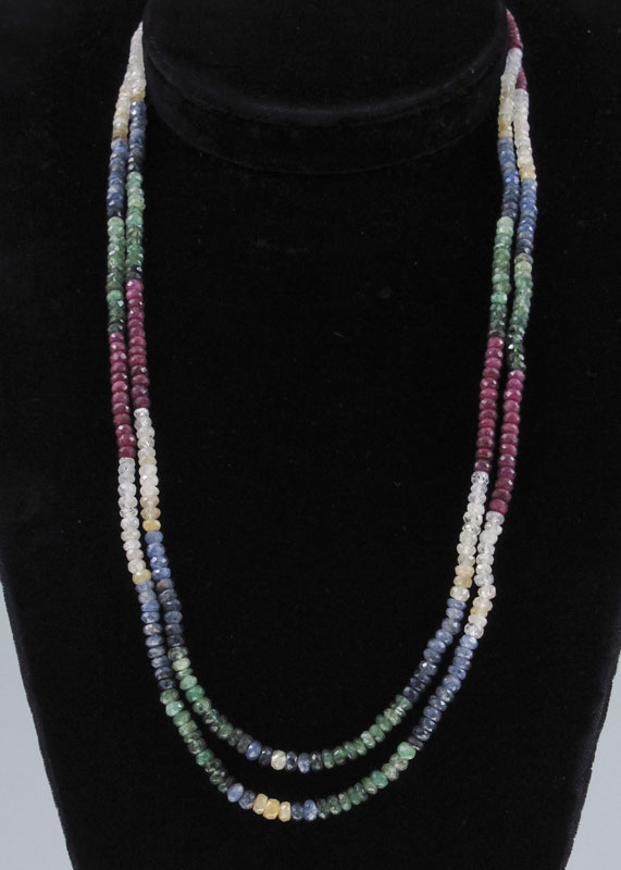 GEMSTONE BEAD NECKLACE: 20'' Two