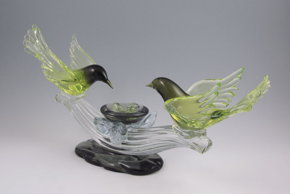 ITALIAN ART GLASS FIGURAL BIRDS: