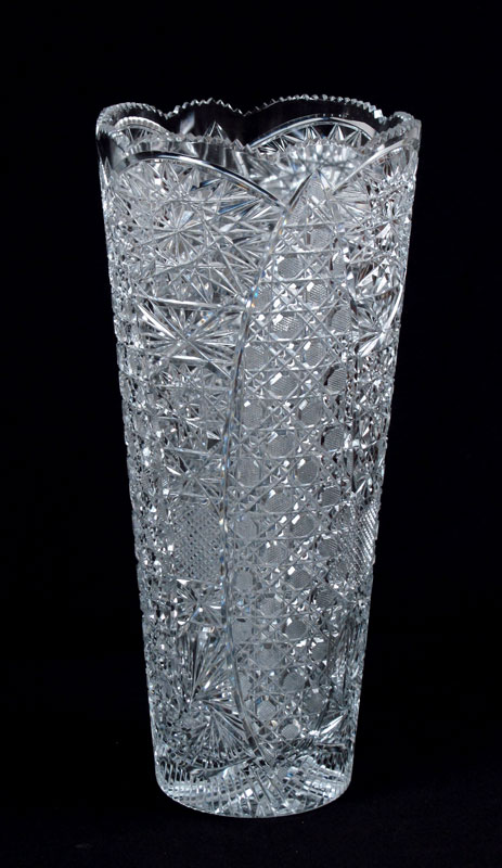 BOHEMIAN CUT GLASS VASE: 20'' tall.
