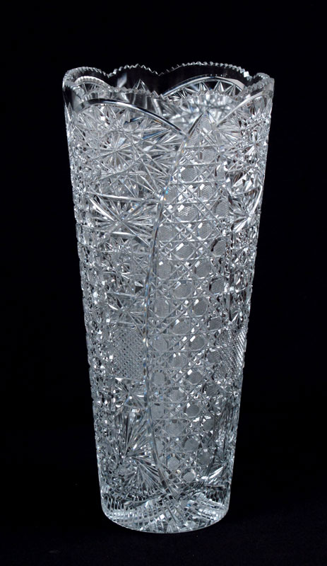 BOHEMIAN CUT GLASS VASE 20 tall  148aa7