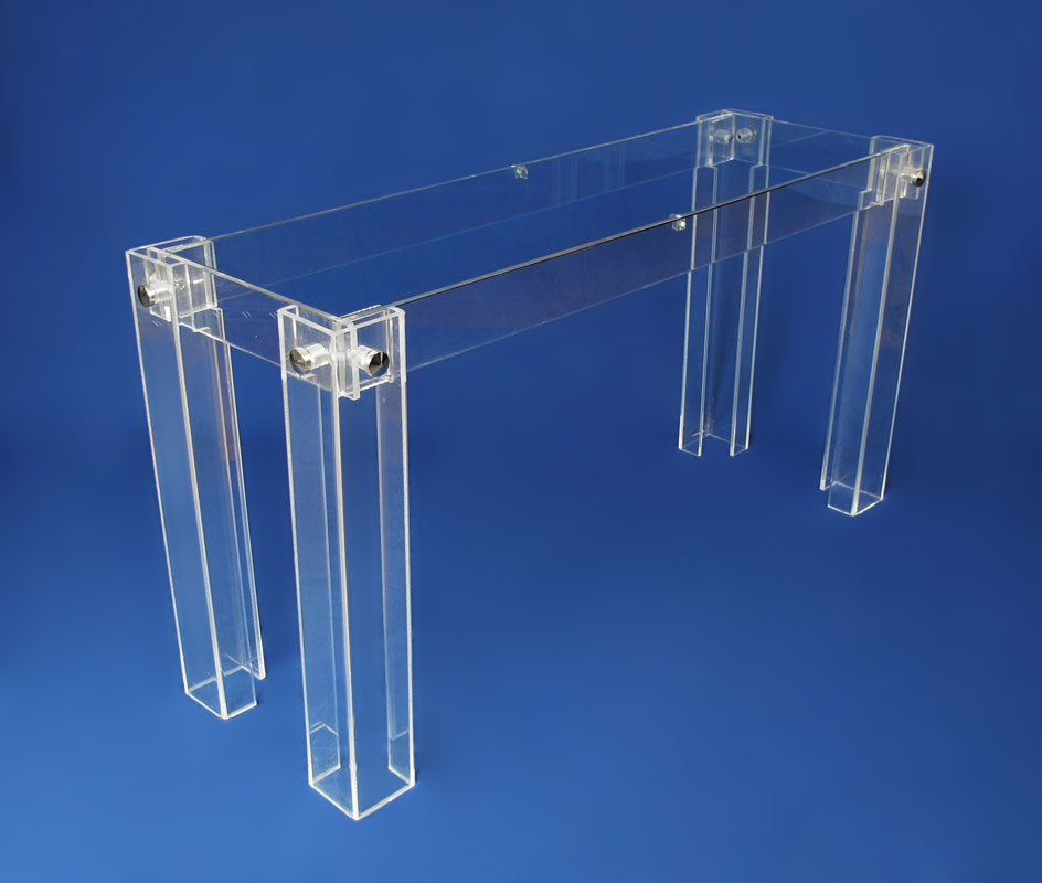 CONTEMPORARY LUCITE SOFA TABLE: With