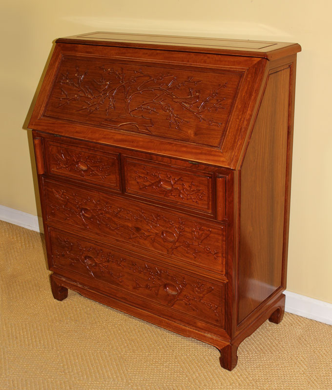 ROSEWOOD SECRETARY ORIENTAL MOTIF  148b81