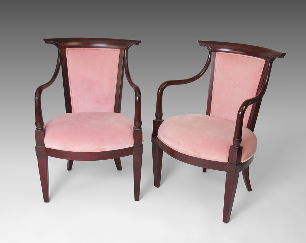 PAIR MAHOGANY FRAMED PARLOR CHAIRS: