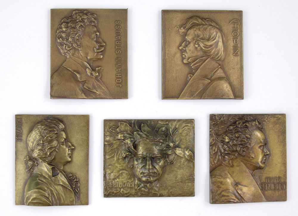 5 FRANZ STIASNY BRONZE PLAQUES HONORING