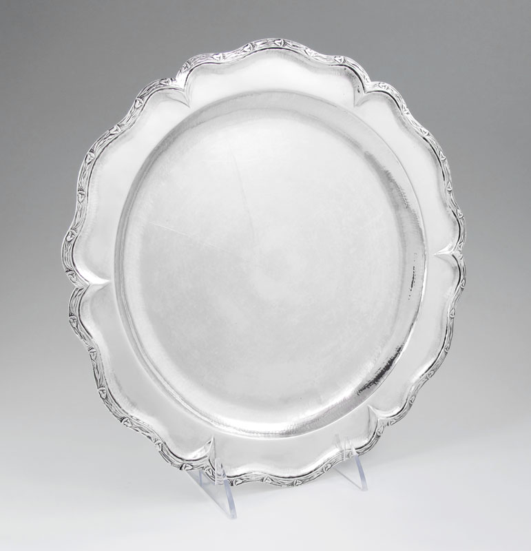 CONTINENTAL SILVER SALVER: Embossed