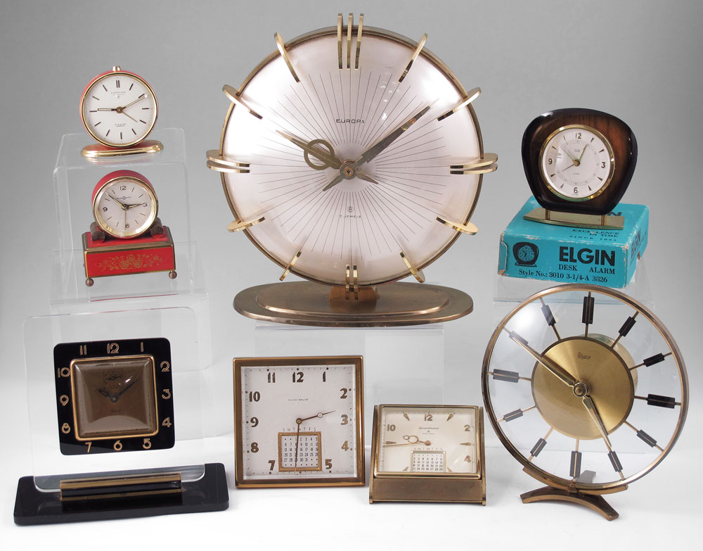 COLLECTION OF 8 TRAVEL & DESK CLOCKS: