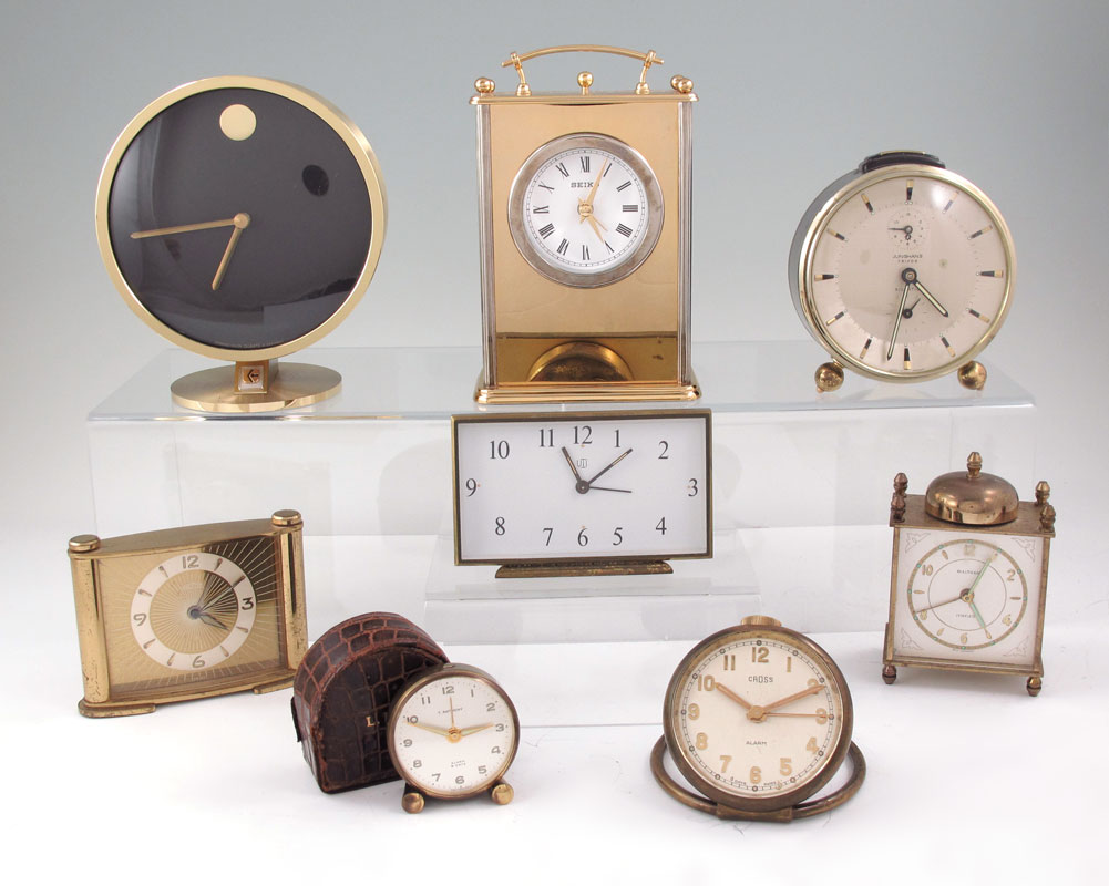 COLLECTION OF 8 TRAVEL DESK CLOCKS  148c9e