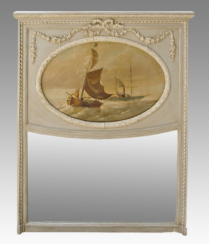 FRENCH TRUMEAU MIRROR: Top painting