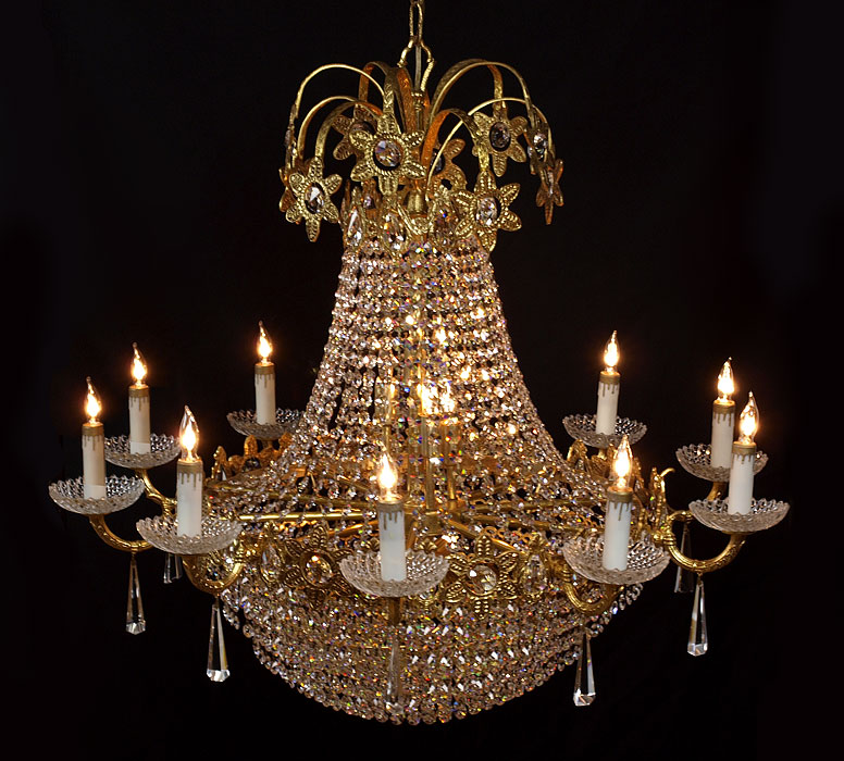 10 LIGHT FRENCH EMPIRE STYLE CRYSTAL